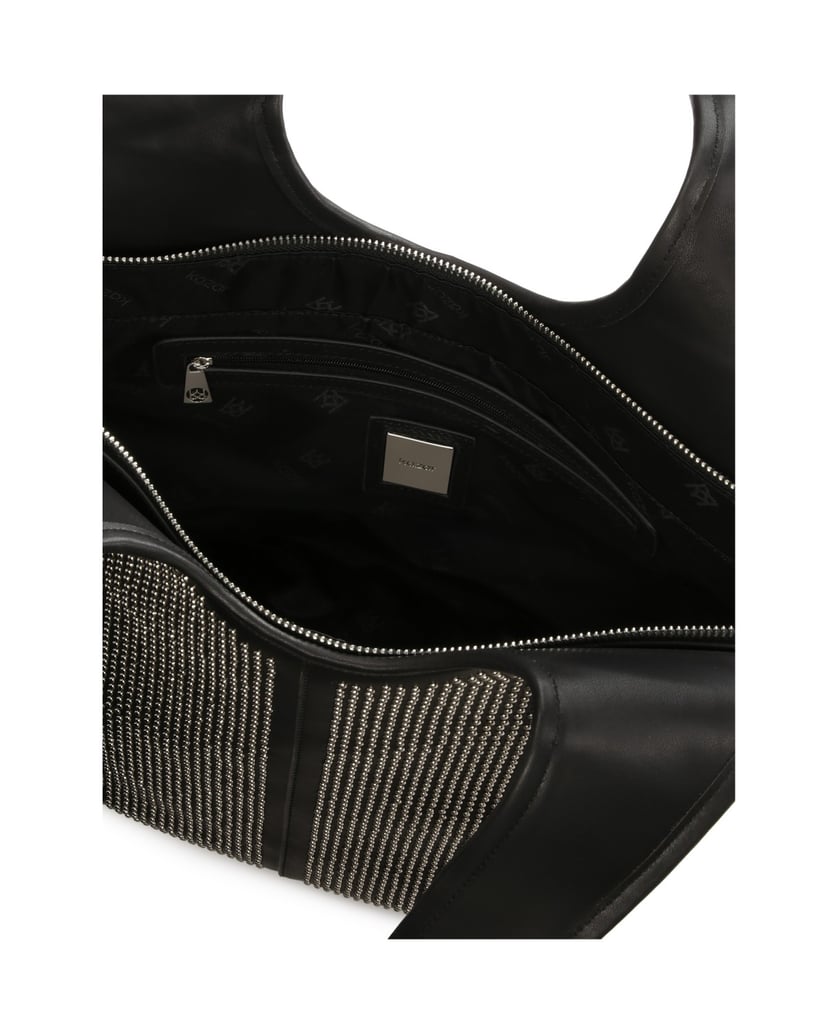 Kazar-Mit-kleinen-Metallnieten-verzierte-Hobo-Tasche-schwarz