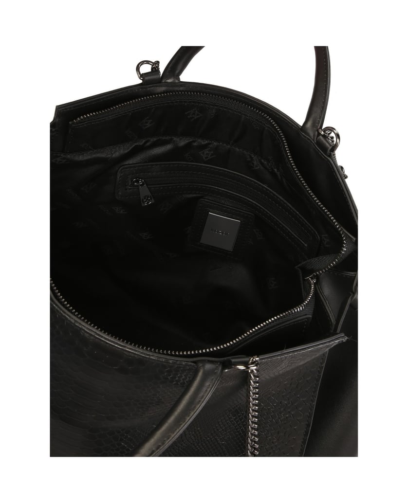 Kazar-Einzigartig-geformte-Handtasche-mit-geprägtem-Design-schwarz