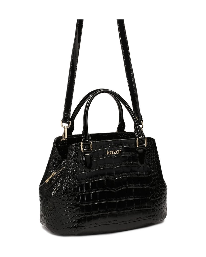 Kazar-Elegante-steife-Handtasche-mit-Griffen-schwarz