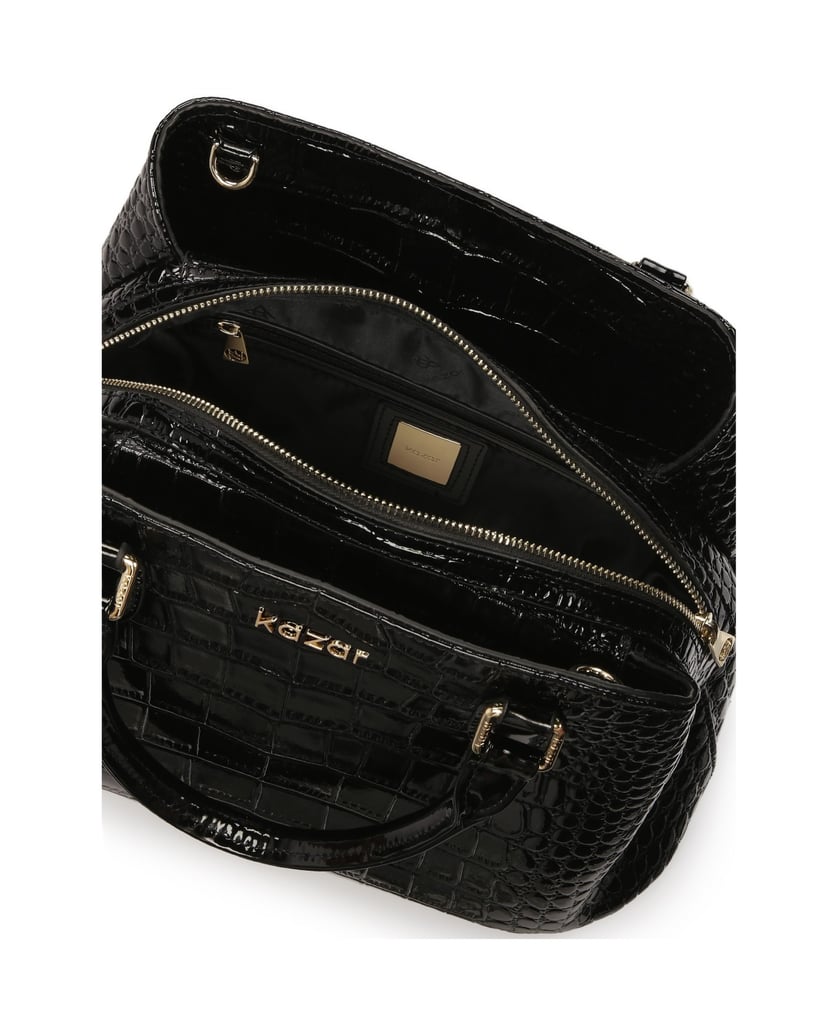 Kazar-Elegante-steife-Handtasche-mit-Griffen-schwarz