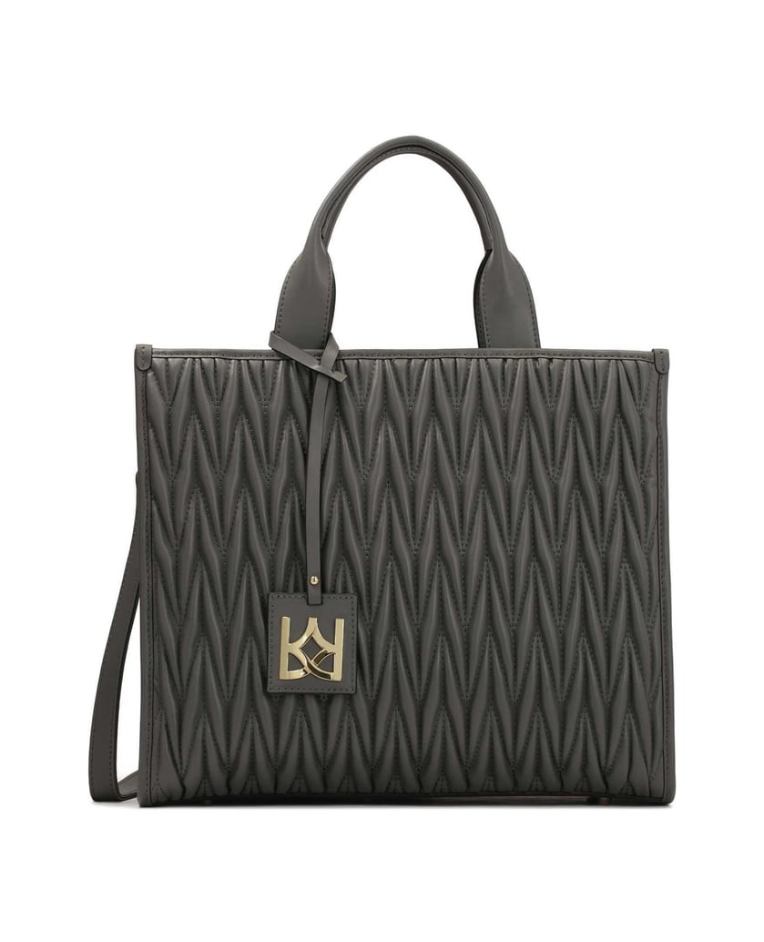 Kazar-Graue-Tragetasche-Handtasche-mit-gesteppter-Front-grau