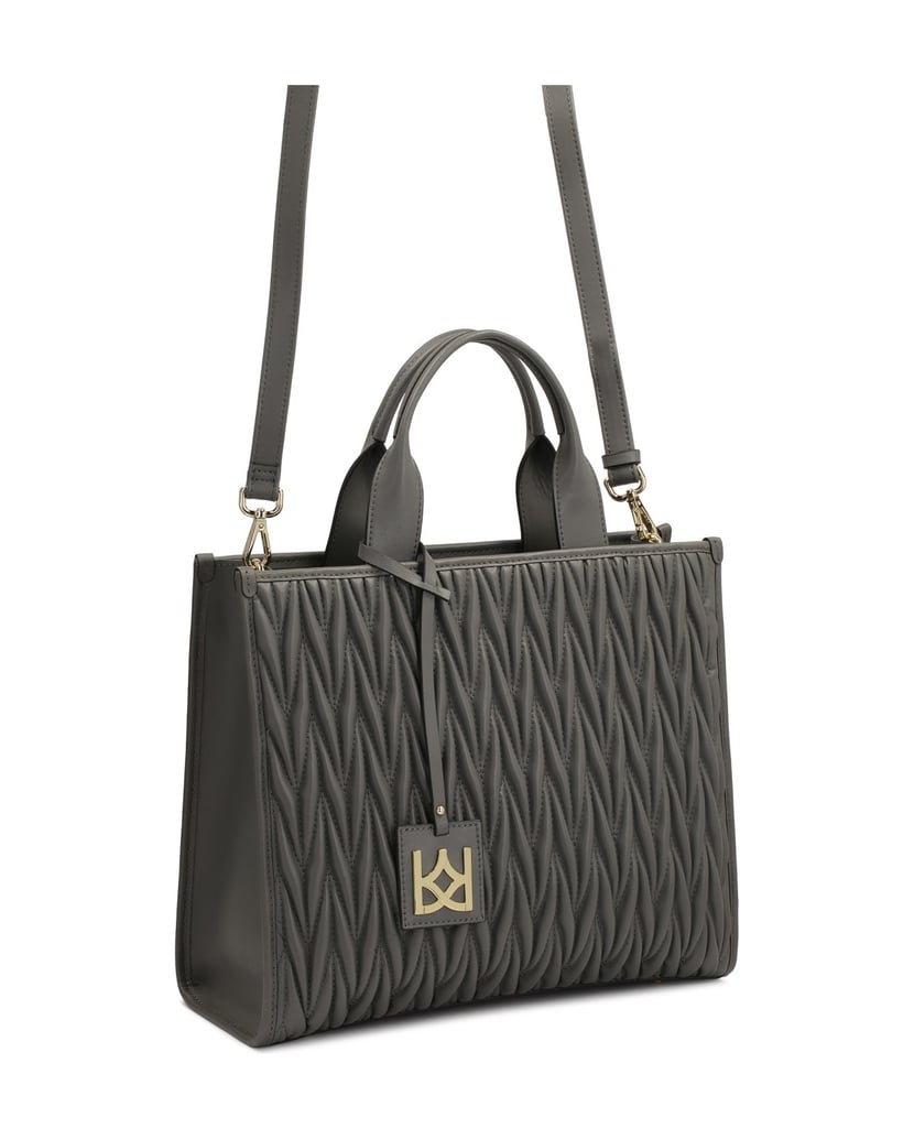 Kazar-Graue-Tragetasche-Handtasche-mit-gesteppter-Front-grau