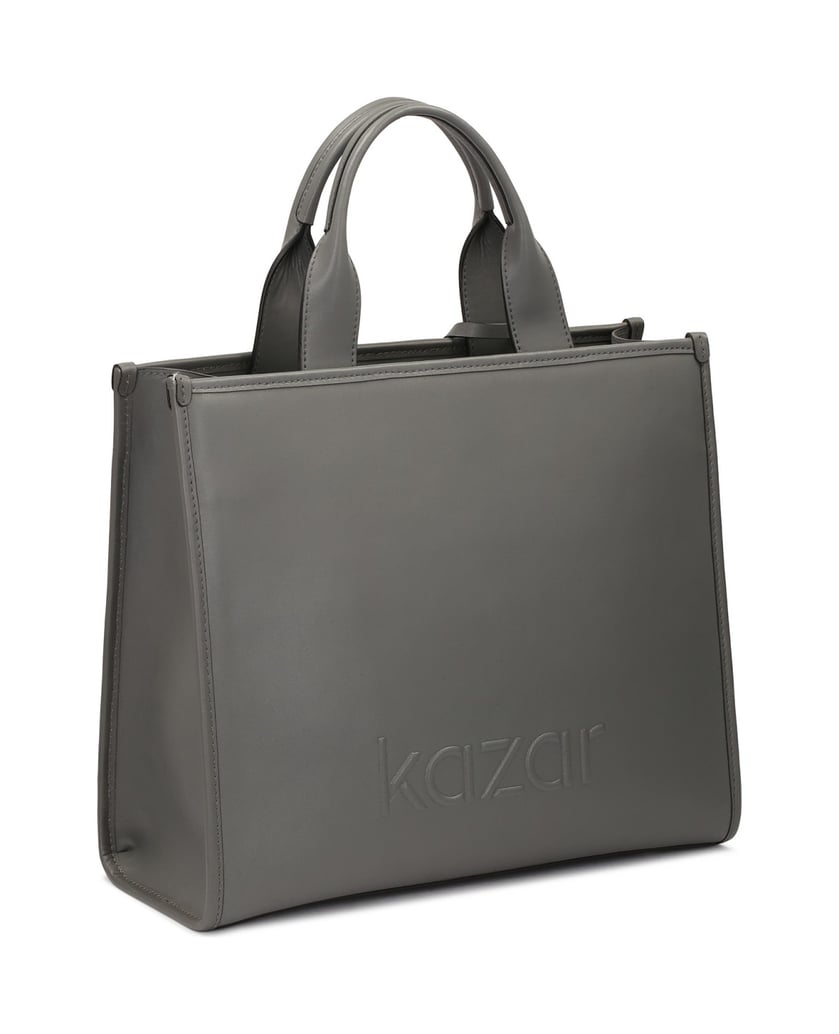 Kazar-Graue-Tragetasche-Handtasche-mit-gesteppter-Front-grau