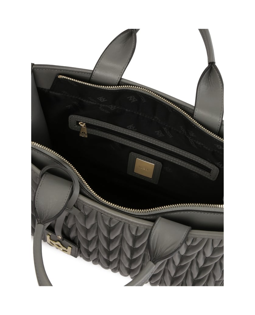 Kazar-Graue-Tragetasche-Handtasche-mit-gesteppter-Front-grau