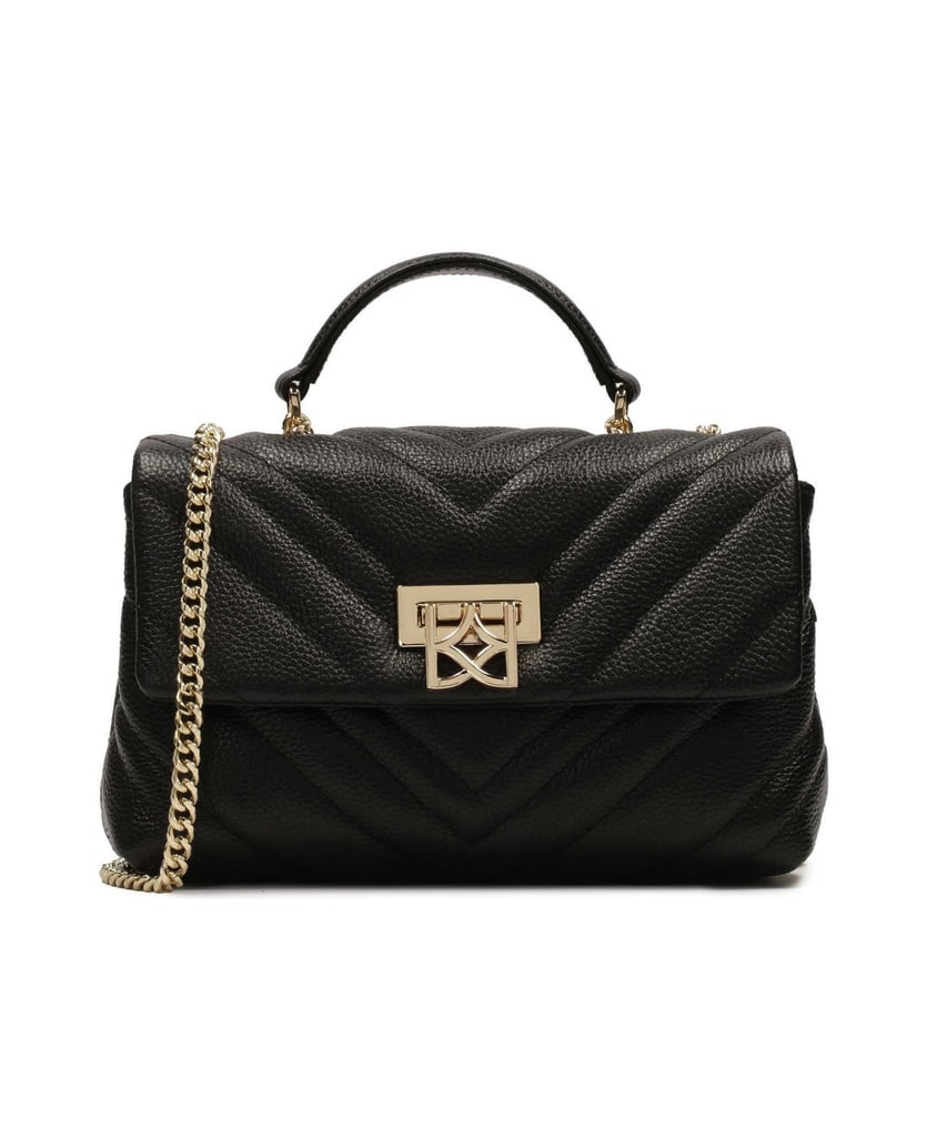 Kazar-Kleine-gesteppte-Handtasche-mit-Zierschließe-schwarz