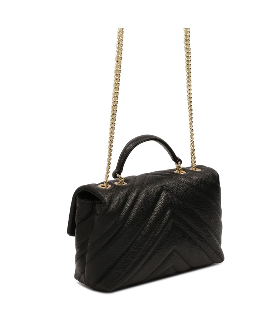 Kazar-Kleine-gesteppte-Handtasche-mit-Zierschließe-schwarz