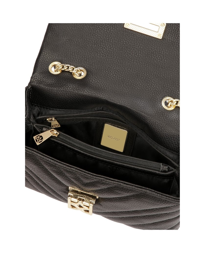 Kazar-Kleine-gesteppte-Handtasche-mit-Zierschließe-schwarz