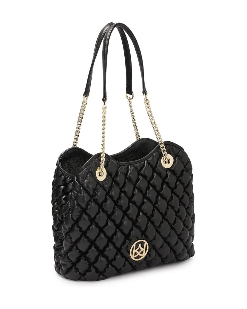 Kazar-Schwarze-Handtasche-mit-Steppmuster-und-Schulterketten-schwarz