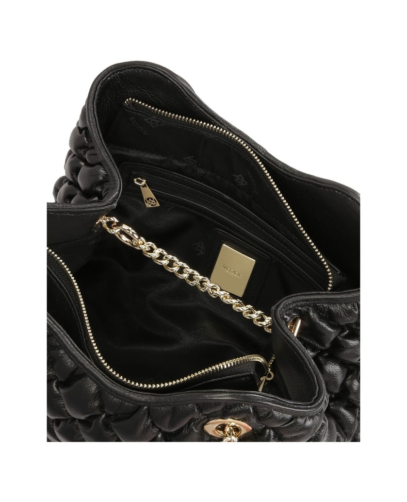 Kazar-Schwarze-Handtasche-mit-Steppmuster-und-Schulterketten-schwarz