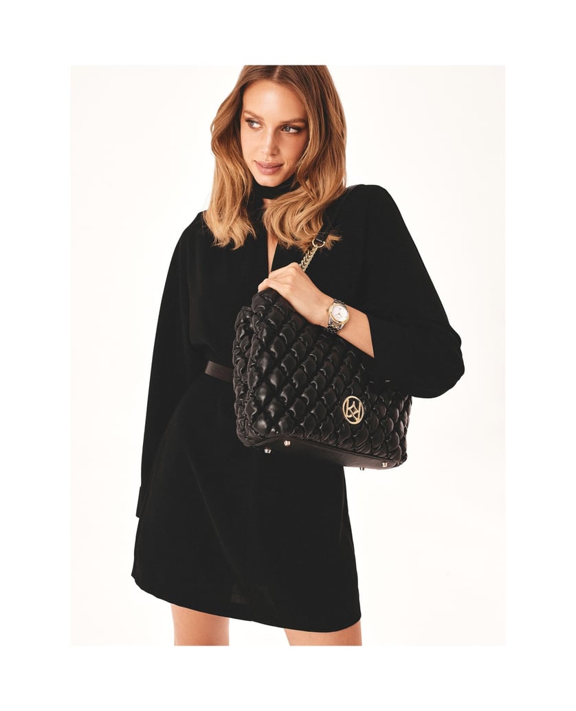 Kazar-Schwarze-Handtasche-mit-Steppmuster-und-Schulterketten-schwarz