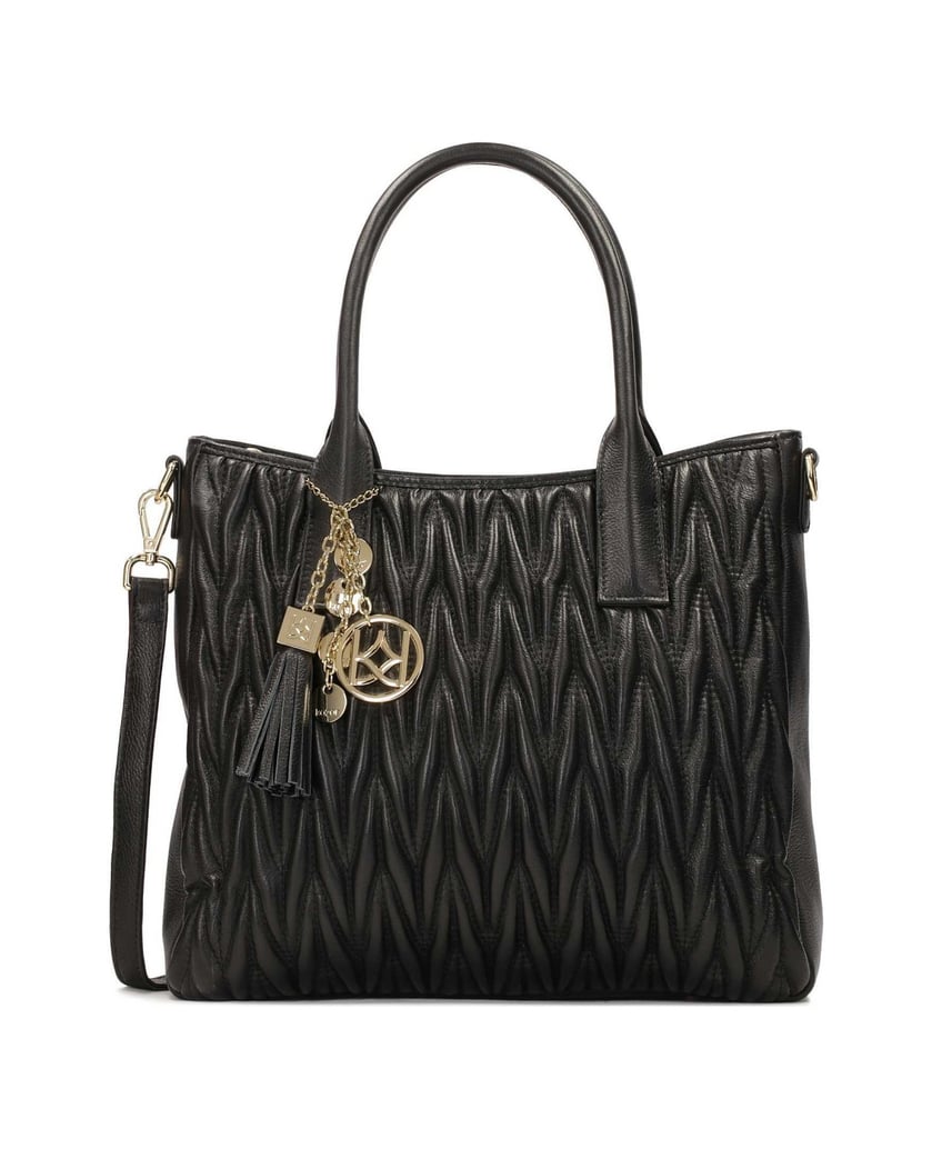 Kazar-Gesteppte-Handtasche-mit-Haltegriffen-und-Schlüsselring-schwarz