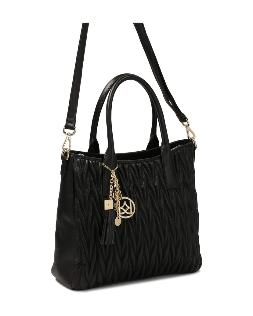 Kazar-Gesteppte-Handtasche-mit-Haltegriffen-und-Schlüsselring-schwarz