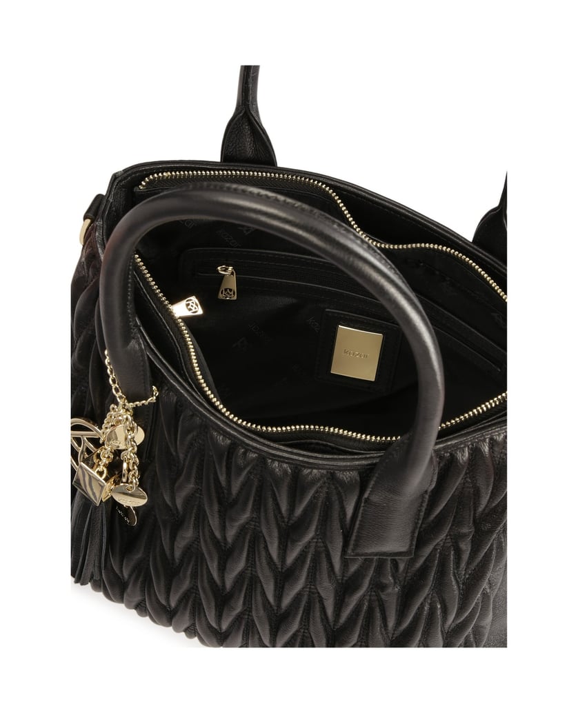 Kazar-Gesteppte-Handtasche-mit-Haltegriffen-und-Schlüsselring-schwarz