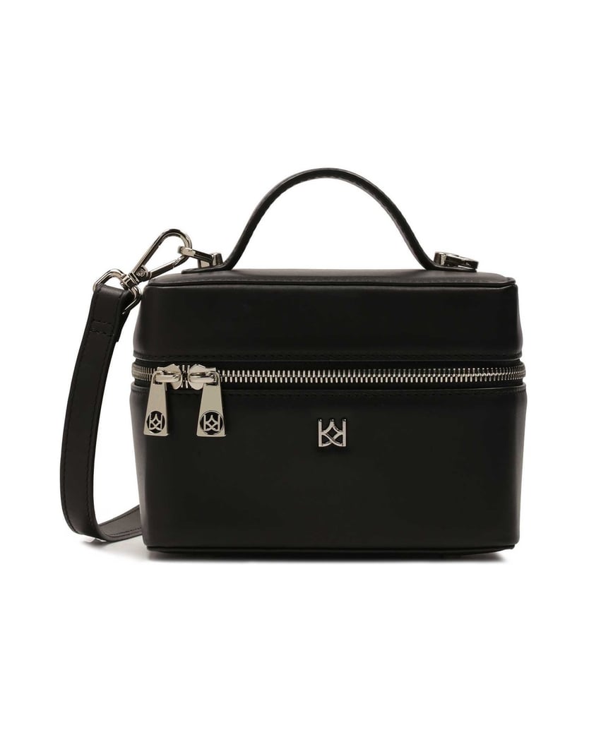 Kazar-Kleine-Kosmetiktasche-aus-Leder-mit-Riemen-schwarz