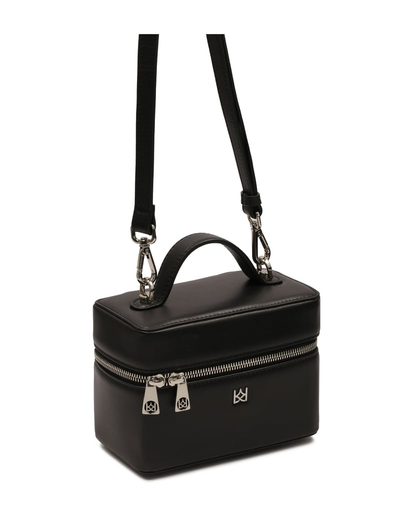 Kazar-Kleine-Kosmetiktasche-aus-Leder-mit-Riemen-schwarz