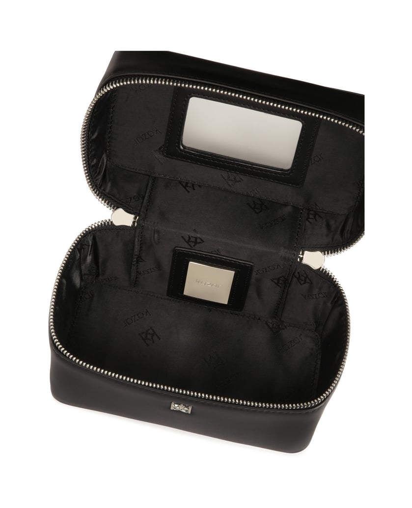 Kazar-Kleine-Kosmetiktasche-aus-Leder-mit-Riemen-schwarz