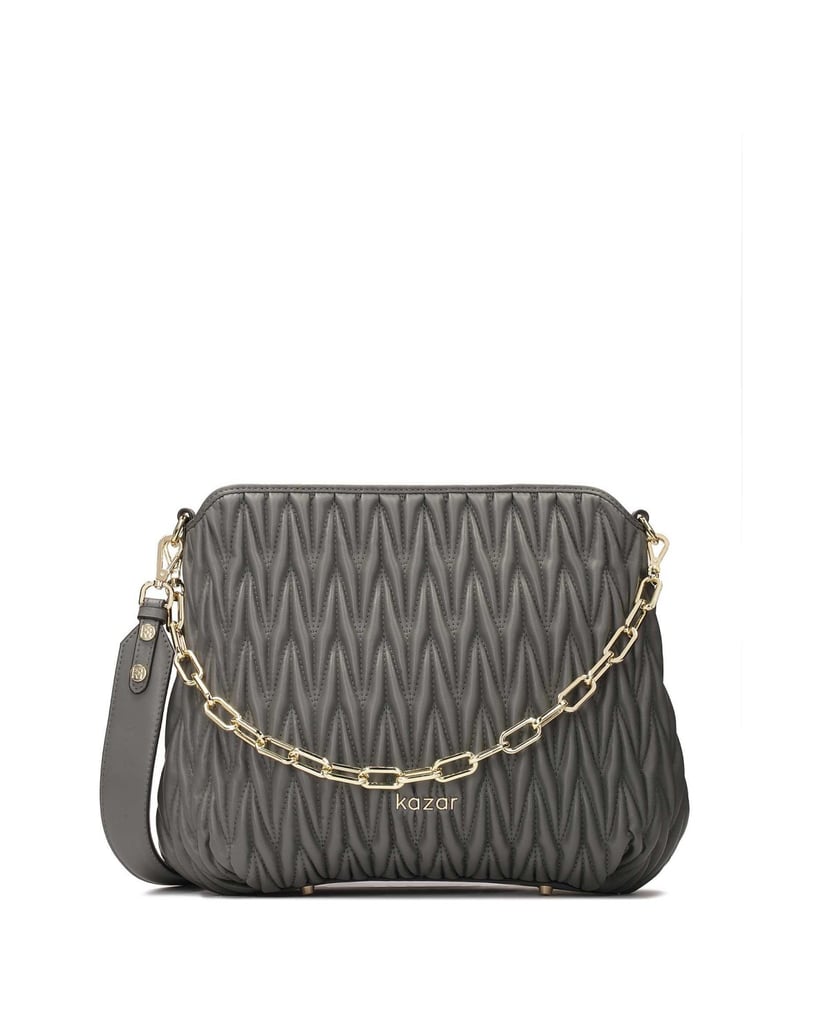 Kazar-Graue-Handtasche-mit-gesteppter-Vorderseite-grau