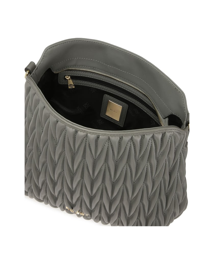 Kazar-Graue-Handtasche-mit-gesteppter-Vorderseite-grau