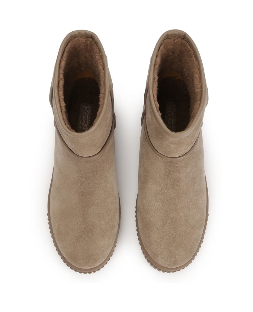 Kazar-Minimalistische-Schneestiefel-aus-Wildleder-taupe