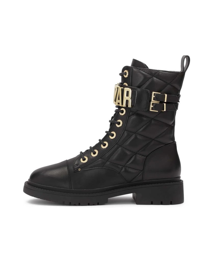 Kazar-Lederstiefel-mit-Metallbeschriftung-schwarz