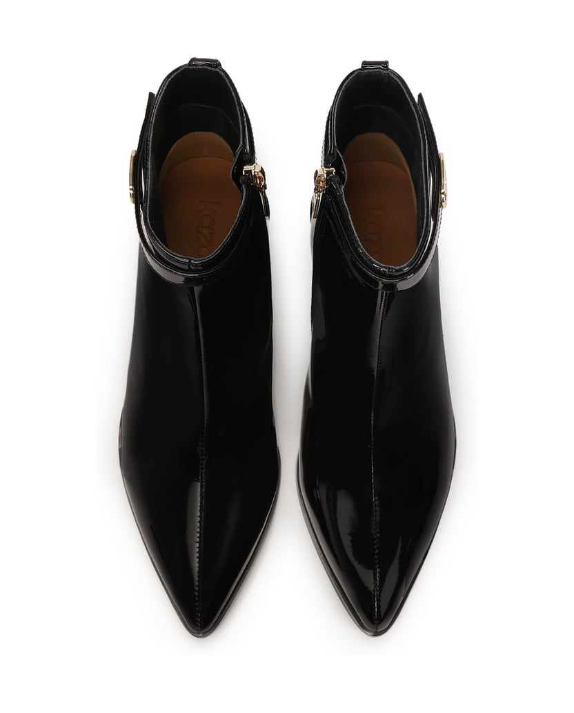 Kazar-Schwarze-Lacklederstiefel-an-einem-Pfosten-schwarz