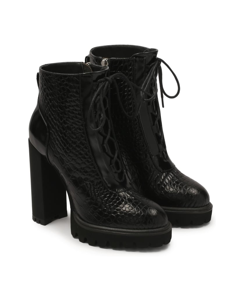 Kazar-Geprägte-Lederstiefel-mit-Absatz-und-dicker-Sohle-schwarz