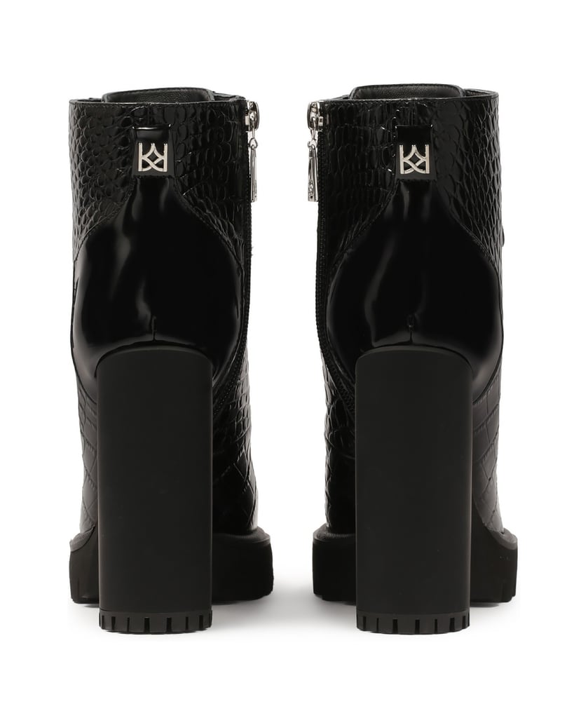 Kazar-Geprägte-Lederstiefel-mit-Absatz-und-dicker-Sohle-schwarz