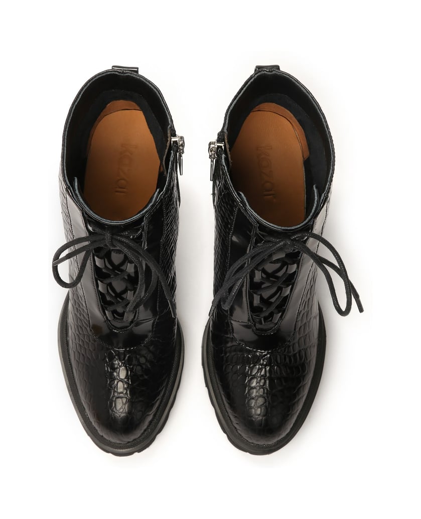 Kazar-Geprägte-Lederstiefel-mit-Absatz-und-dicker-Sohle-schwarz