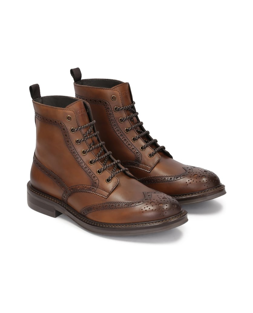 Kazar-Braune-Schnürstiefel-mit-Brogue-Verzierung-braun