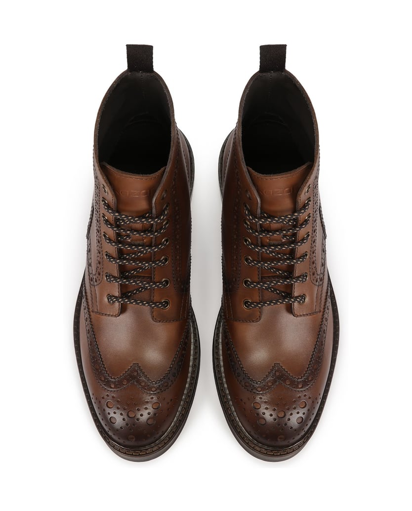 Kazar-Braune-Schnürstiefel-mit-Brogue-Verzierung-braun