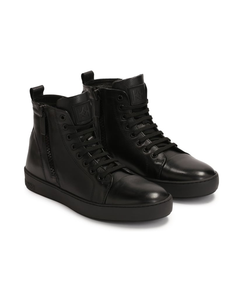Kazar-Knöchelhohe-Sneaker-aus-Leder-mit-Sliders-schwarz