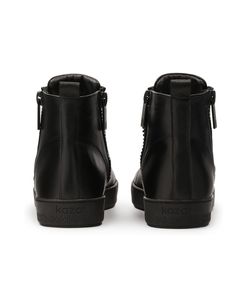 Kazar-Knöchelhohe-Sneaker-aus-Leder-mit-Sliders-schwarz
