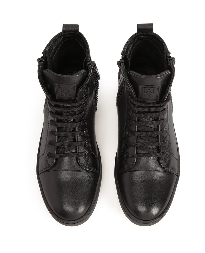 Kazar-Knöchelhohe-Sneaker-aus-Leder-mit-Sliders-schwarz