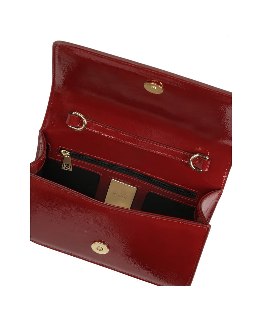 Kazar-Kastanienbraune-Handtasche-aus-geknittertem-Lackleder-rot