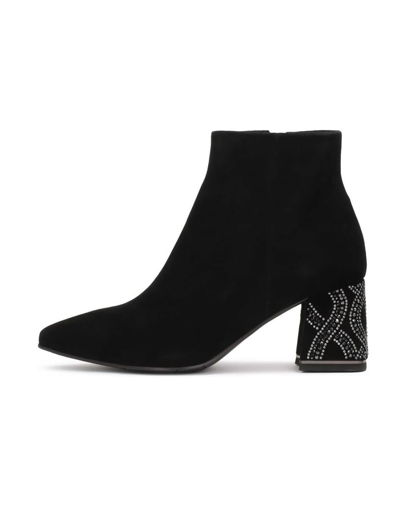 Kazar-Schwarze-Wildlederstiefel-mit-verziertem-Absatz-schwarz