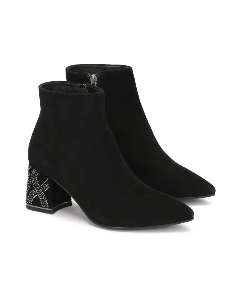Kazar-Schwarze-Wildlederstiefel-mit-verziertem-Absatz-schwarz