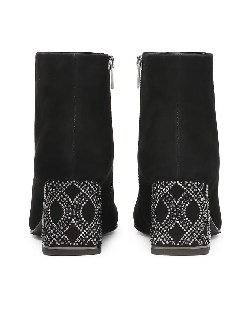 Kazar-Schwarze-Wildlederstiefel-mit-verziertem-Absatz-schwarz