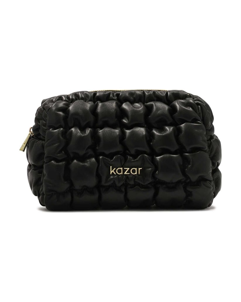 Kazar-Luxuriöse-gesteppte-Leder-Kosmetiktasche-schwarz
