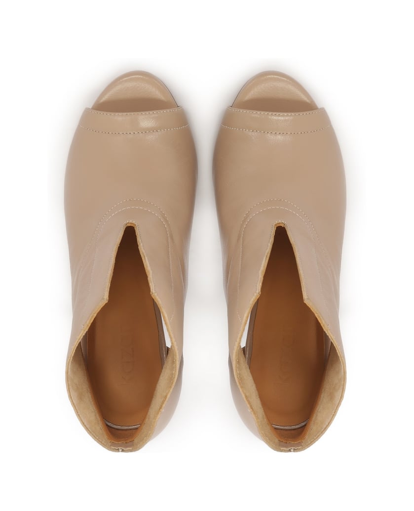 Kazar-Beigefarbene-Peep-Toe-Stiefel-für-Damen-beige