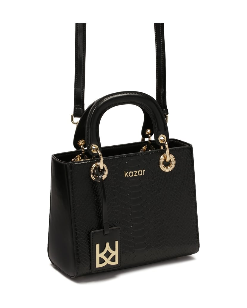 Kazar-Starre-elegante-Handtasche-mit-Griffen-schwarz