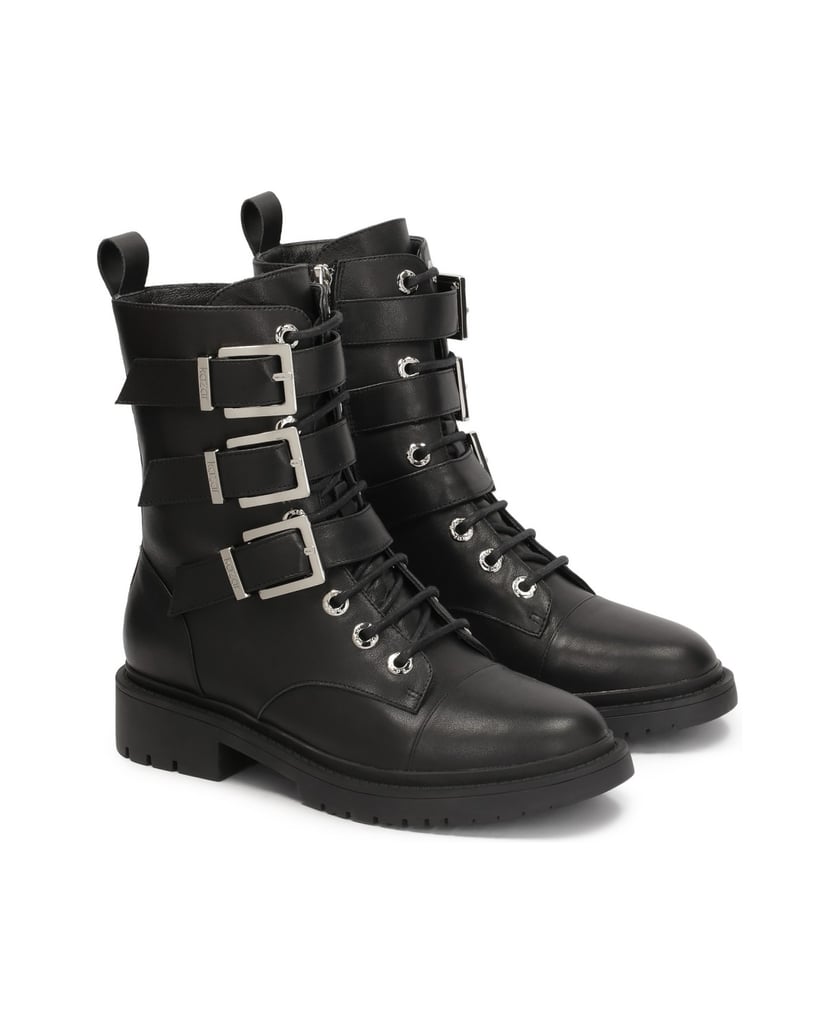 Kazar-Schwarze-Stiefel-mit-drei-Schnallen-verziert-schwarz