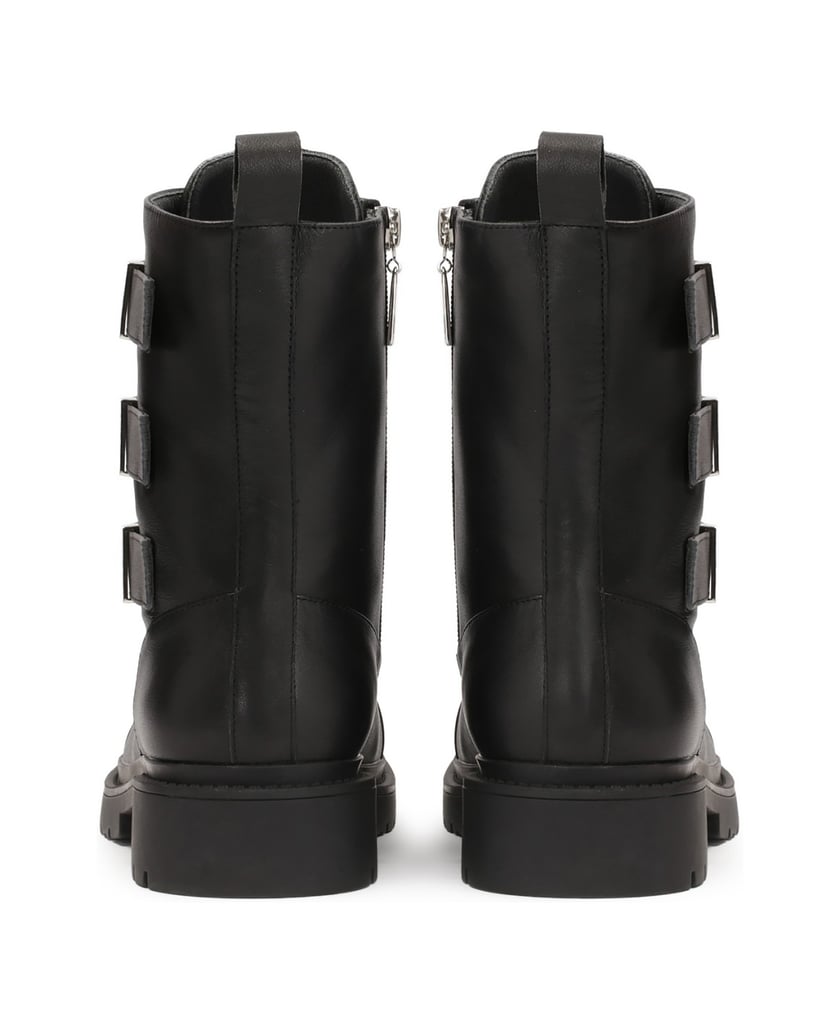 Kazar-Schwarze-Stiefel-mit-drei-Schnallen-verziert-schwarz