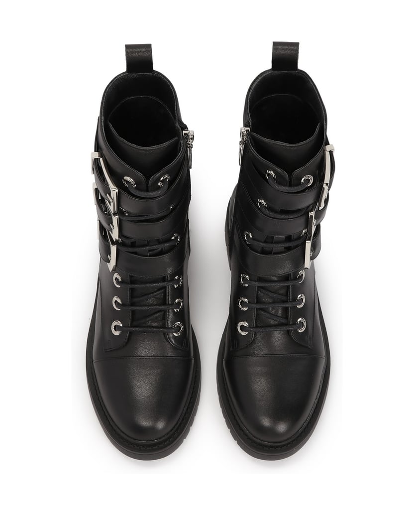 Kazar-Schwarze-Stiefel-mit-drei-Schnallen-verziert-schwarz
