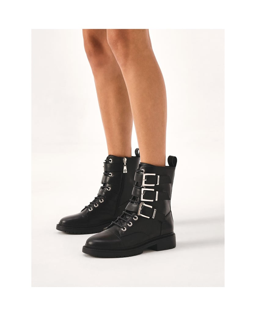 Kazar-Schwarze-Stiefel-mit-drei-Schnallen-verziert-schwarz