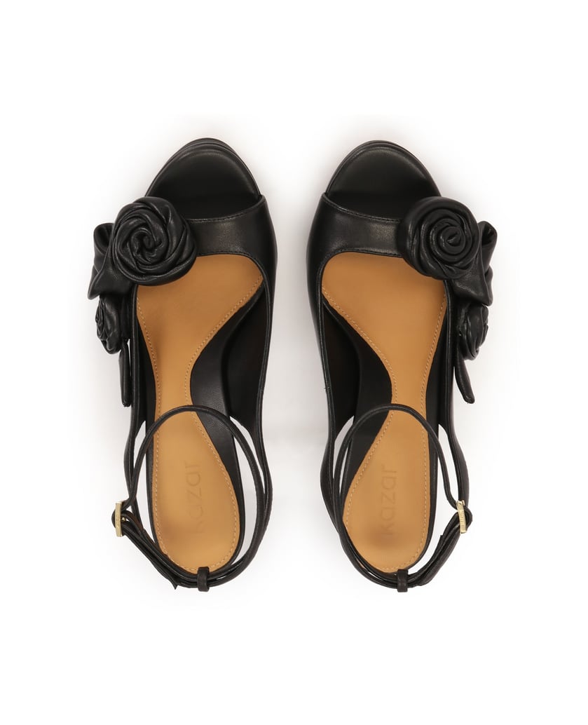 Kazar-Schwarze-Sandalen-mit-Lederblumen-schwarz