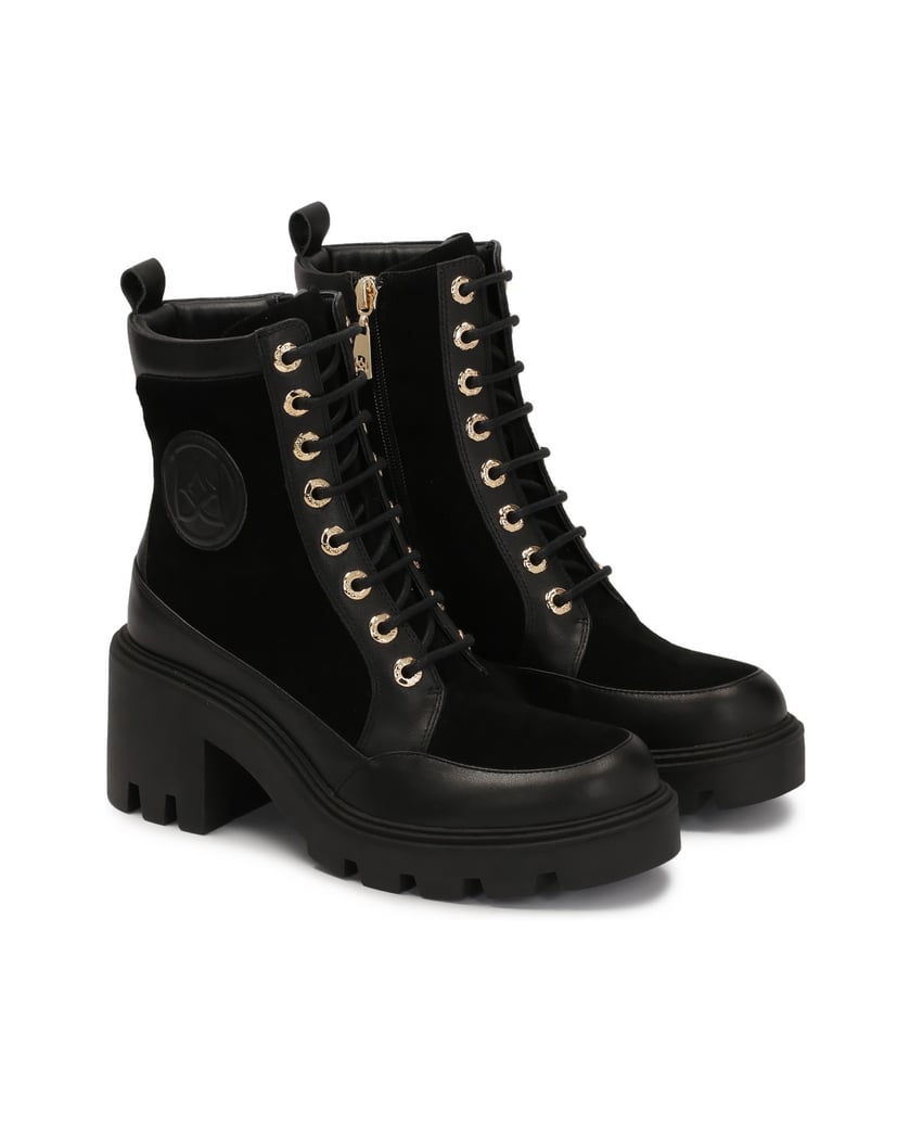 Kazar-Schwarze-hochhackige-Stiefel-mit-Treppensohle-schwarz