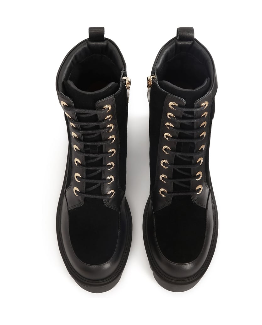 Kazar-Schwarze-hochhackige-Stiefel-mit-Treppensohle-schwarz