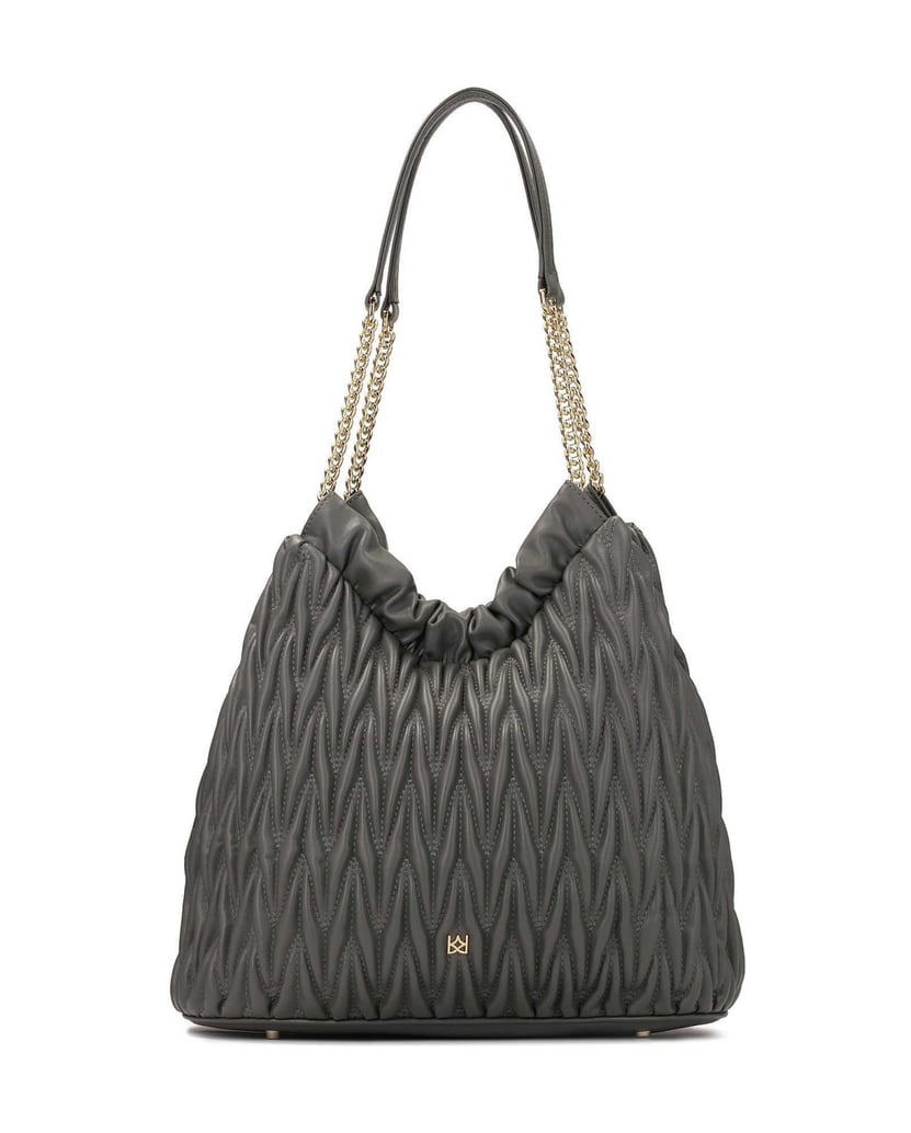 Kazar-Gesteppte-graue-Handtasche-mit-langen-Griffen-grau