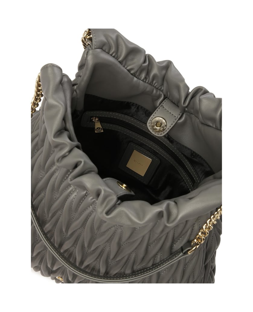 Kazar-Gesteppte-graue-Handtasche-mit-langen-Griffen-grau