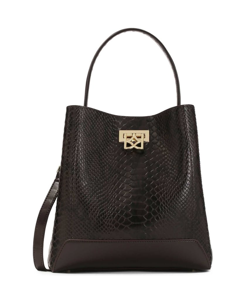 Kazar-Braune-Handtasche-mit-Schlangenmuster-dunkelbraun